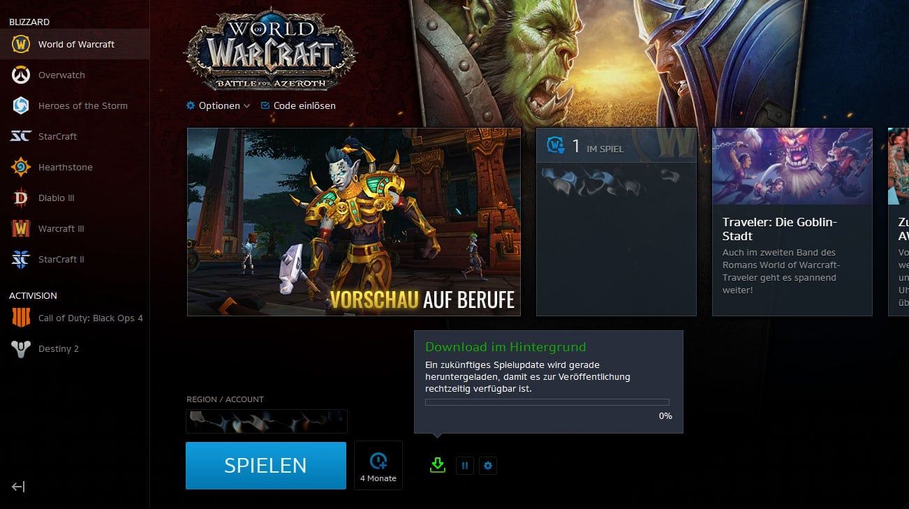 Background-Download für Patch 8.1.5 hat begonnen