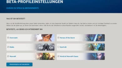 Beta-Profileinstellungen (Battle.net)