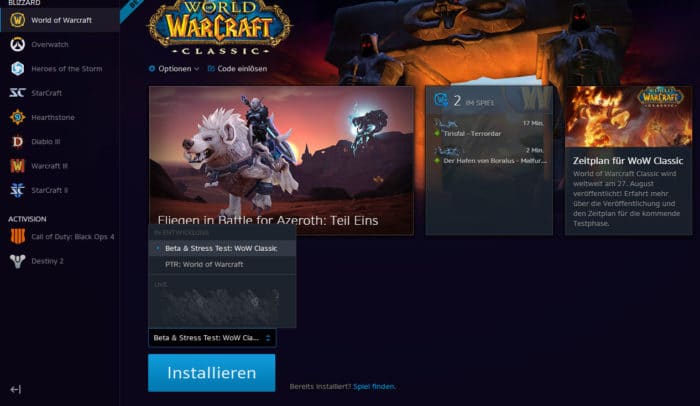 WoW Classic Stresstest installieren