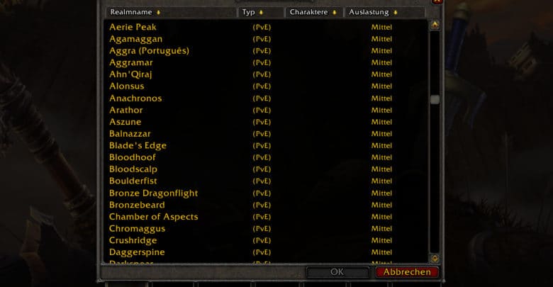 WoW Classic EU Realms