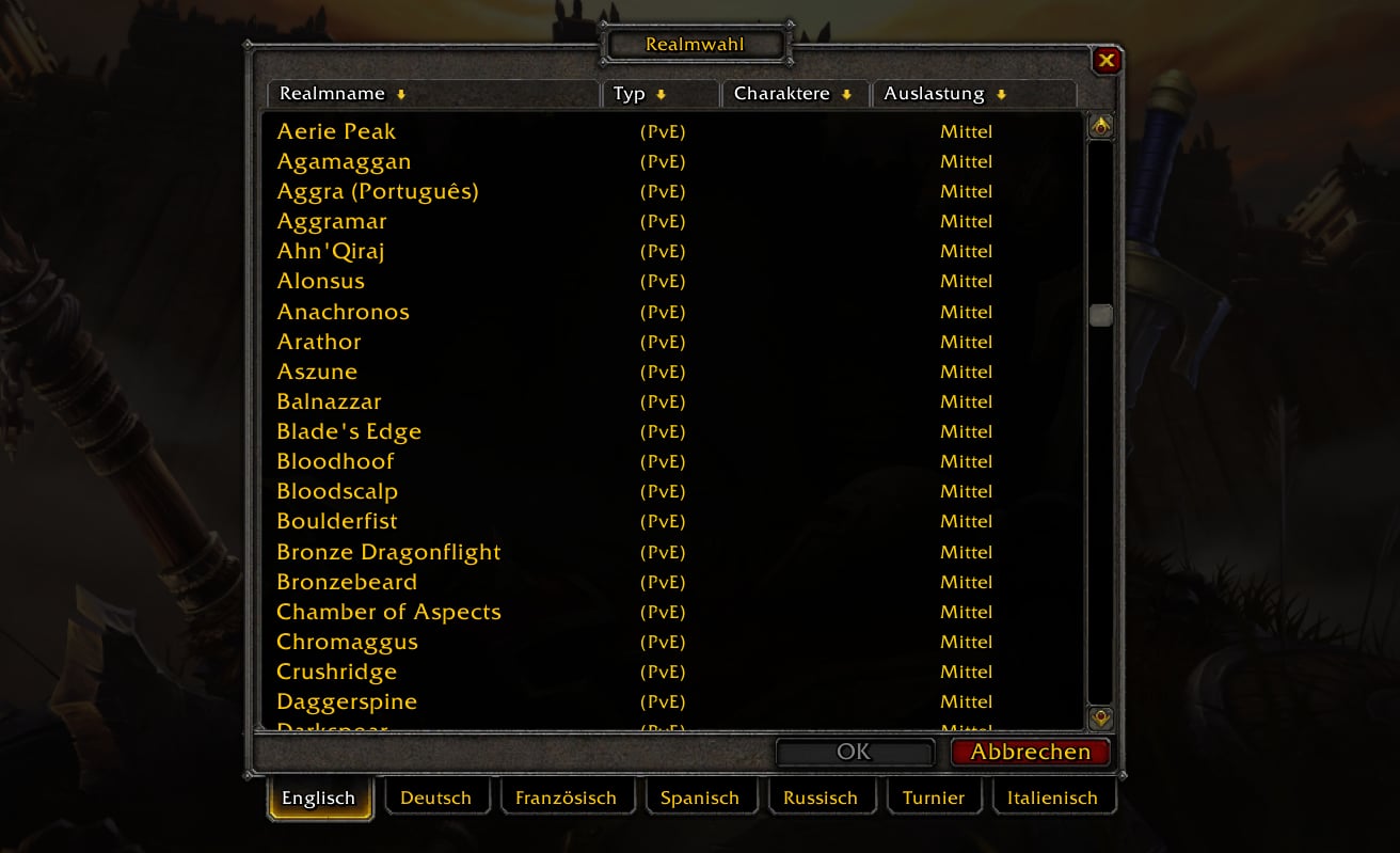 WoW Classic EU Realms