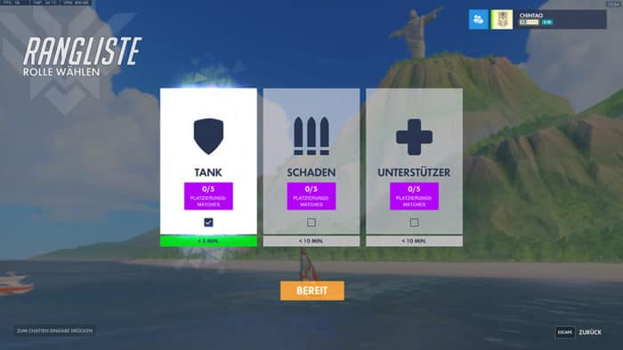 Overwatch Role queue Anmeldung Tank