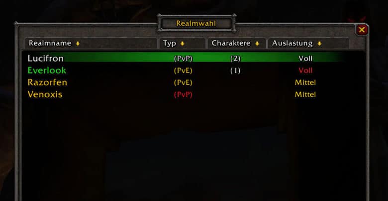 Charakterbeschränkung auf WoW Classic-Realms