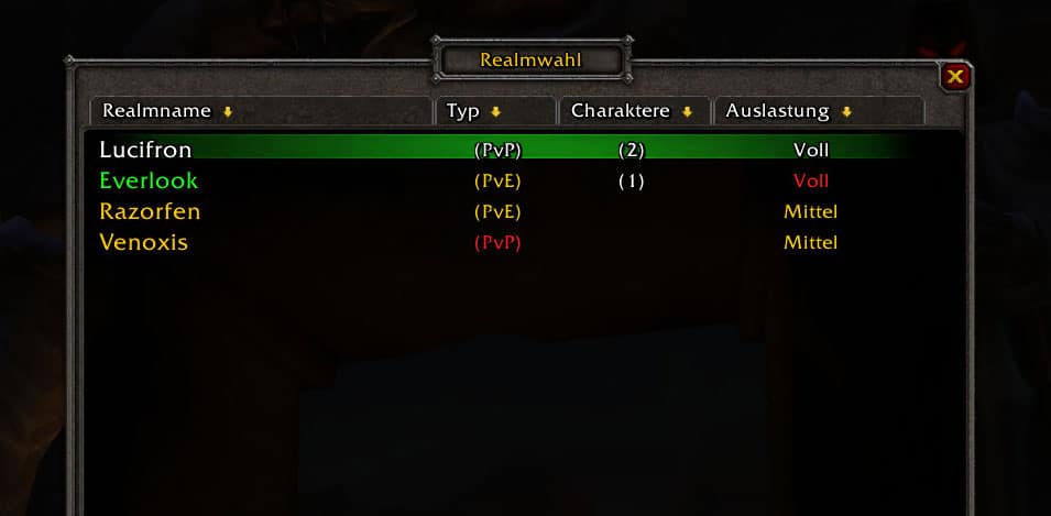 Charakterbeschränkung auf WoW Classic-Realms